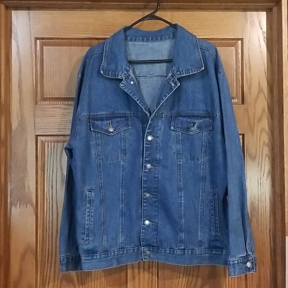 Blue Button Front Denim Jacket